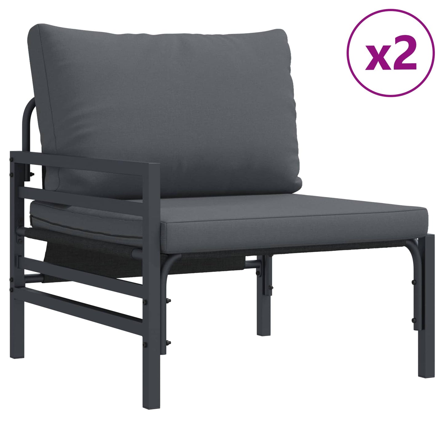 vidaXL Conjunto de Sofá de Jardim com almofada Cinzento-escuro Aço