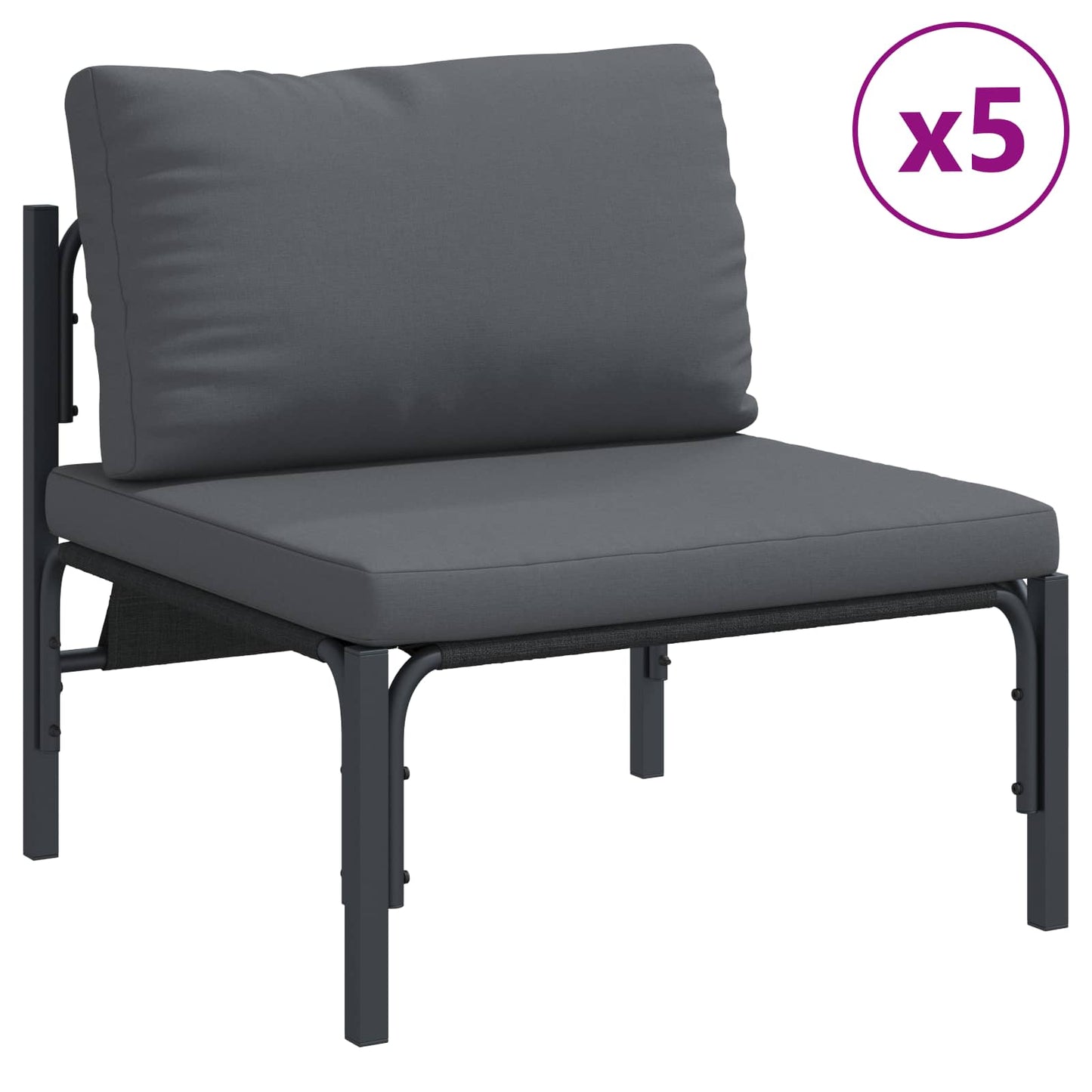 vidaXL Conjunto de Sofá de Jardim com almofada Cinzento-escuro Aço