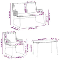 vidaXL Conjunto de Móveis de Jardim 4 pcs Preto e Anthracite vime PE