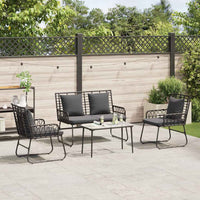 vidaXL Conjunto de Móveis de Jardim 4 pcs Preto e Anthracite vime PE