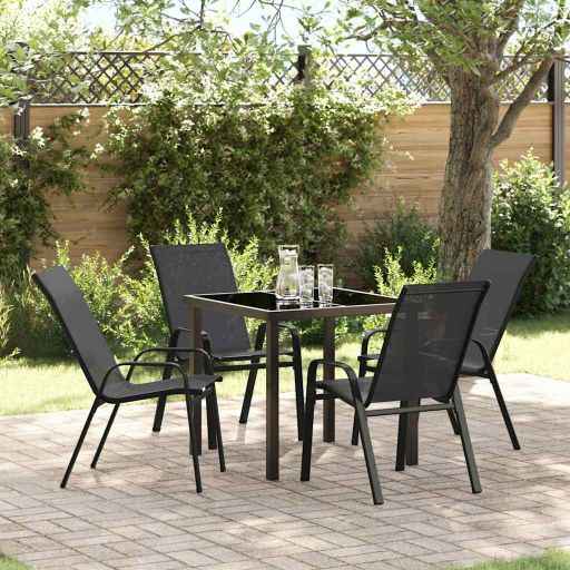 vidaXL Conjunto de Jantar para Jardim 5 pcs Preto