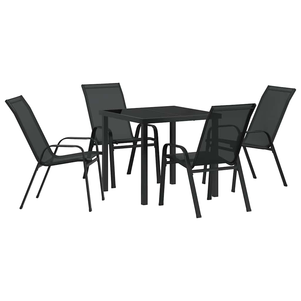 vidaXL Conjunto de Jantar para Jardim 5 pcs Preto