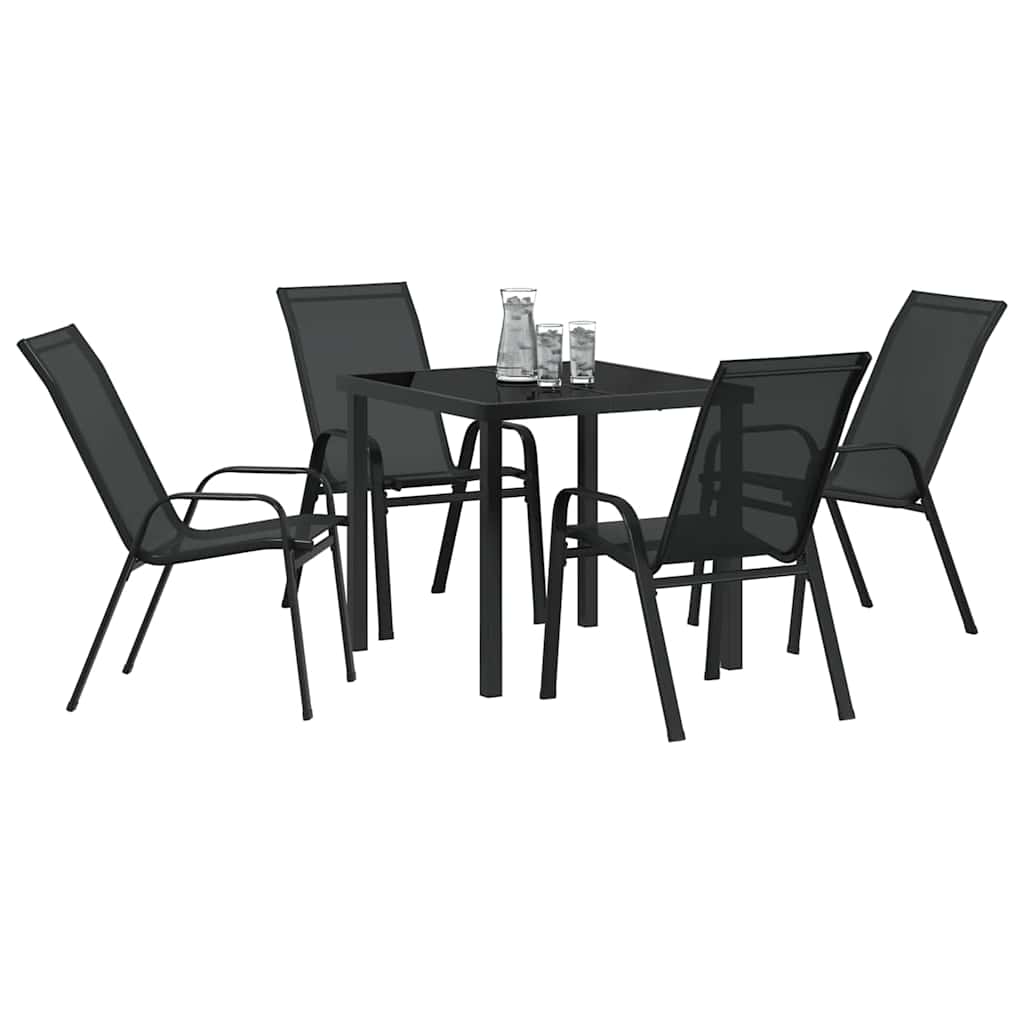vidaXL Conjunto de Jantar para Jardim 5 pcs Preto