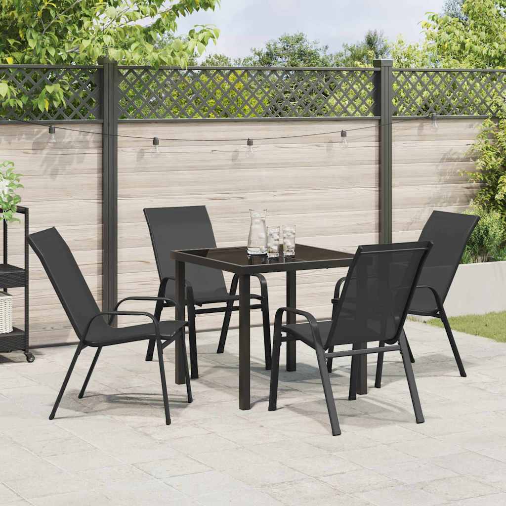 vidaXL Conjunto de Jantar para Jardim 5 pcs Preto