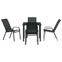 vidaXL Conjunto de Jantar para Jardim 5 pcs Preto