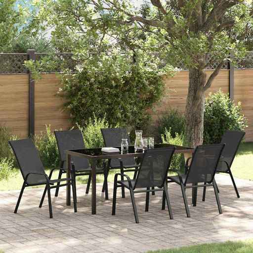 vidaXL Conjunto de Jantar para Jardim 5 pcs Preto
