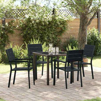 vidaXL Conjunto de Jantar para Jardim 5 pcs Preto Aço revestido a pó