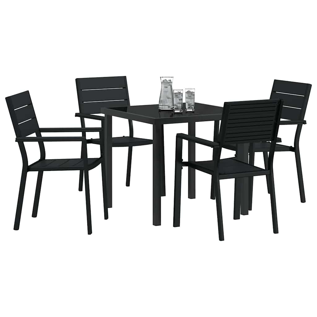 vidaXL Conjunto de Jantar para Jardim 5 pcs Preto Aço revestido a pó