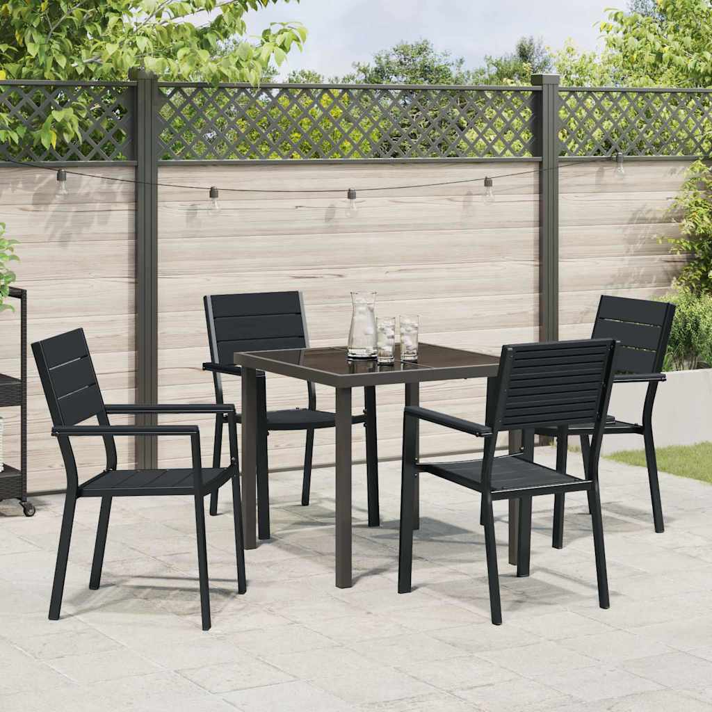 vidaXL Conjunto de Jantar para Jardim 5 pcs Preto Aço revestido a pó