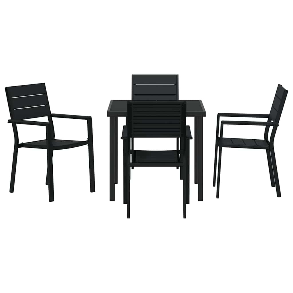 vidaXL Conjunto de Jantar para Jardim 5 pcs Preto Aço revestido a pó