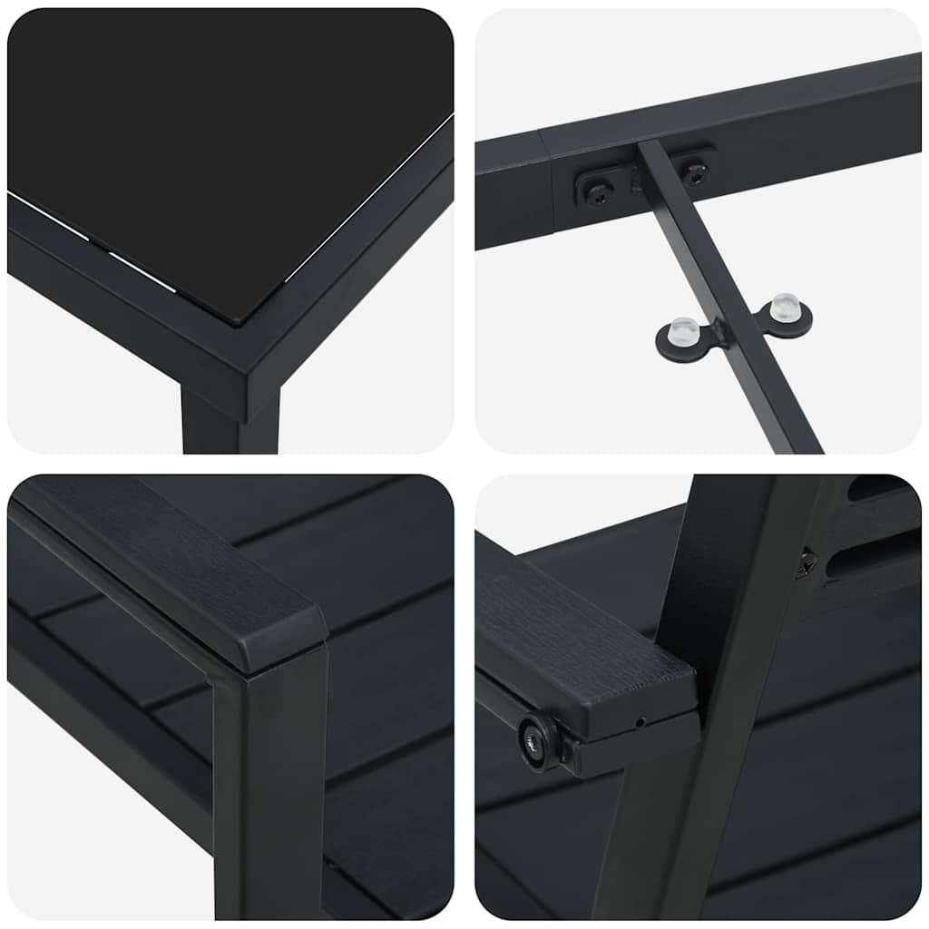vidaXL Conjunto de Jantar para Jardim 5 pcs Preto Aço revestido a pó