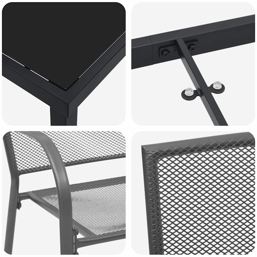 vidaXL Conjunto de Jantar para Jardim 3 pcs Antracite