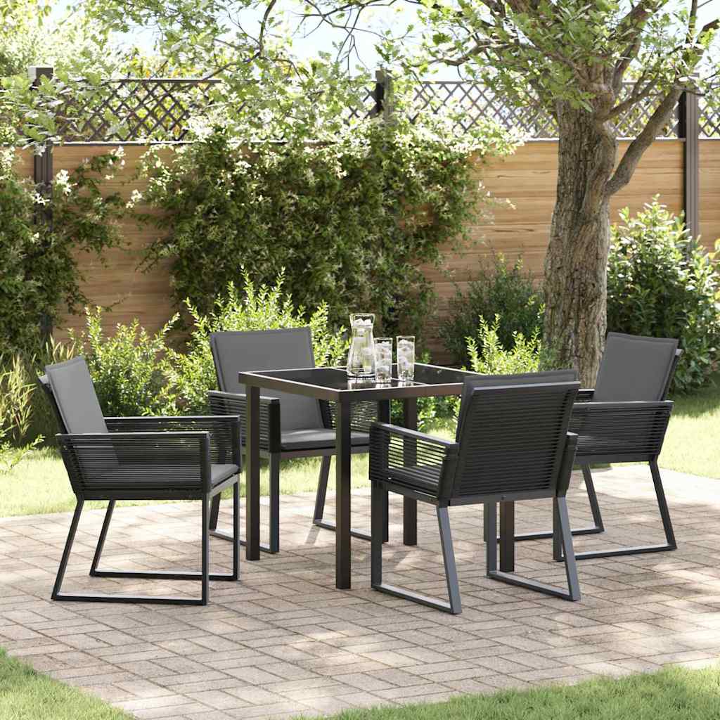 vidaXL Conjunto de Jantar para Jardim 3 pcs Preto Aço revestido a pó