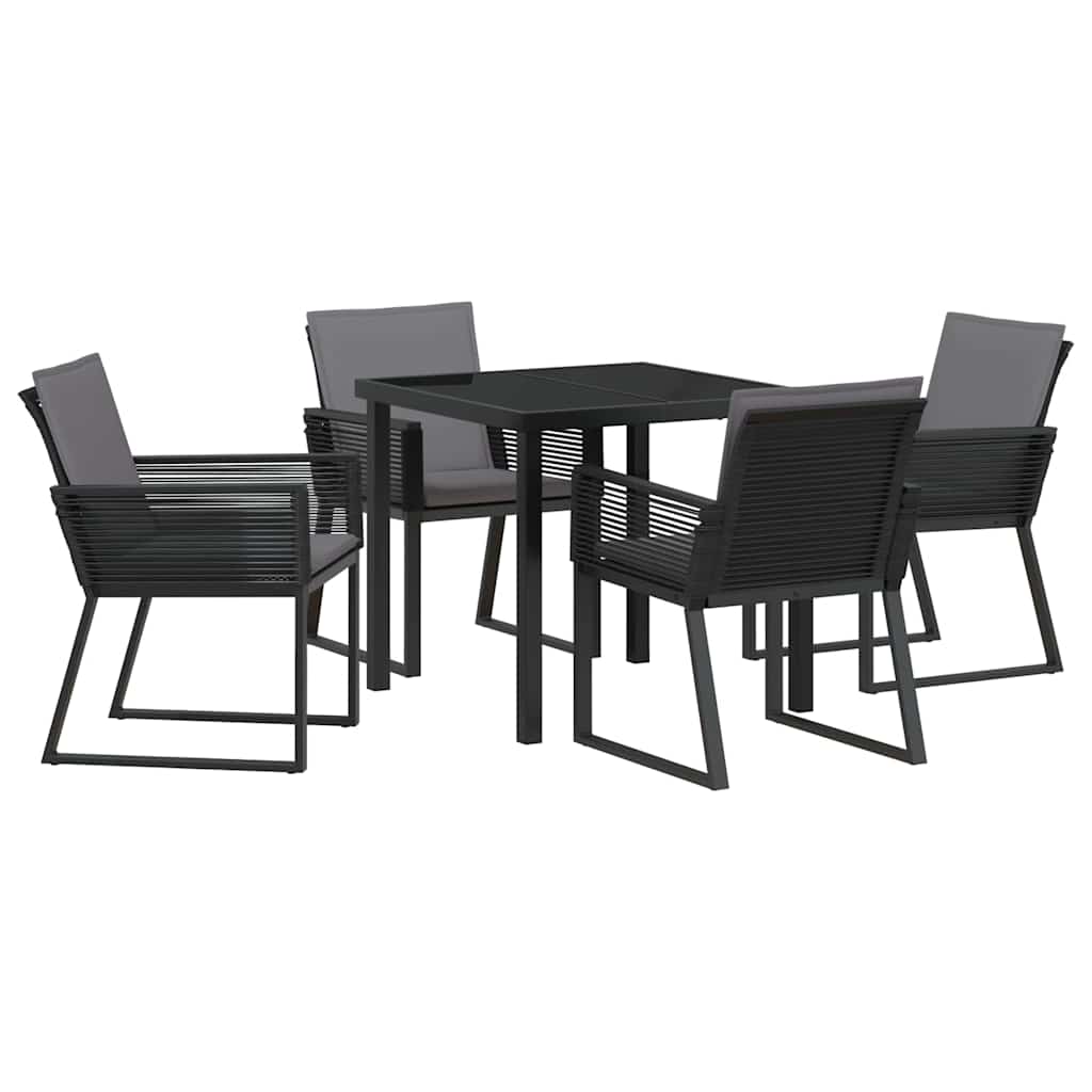 vidaXL Conjunto de Jantar para Jardim 3 pcs Preto Aço revestido a pó