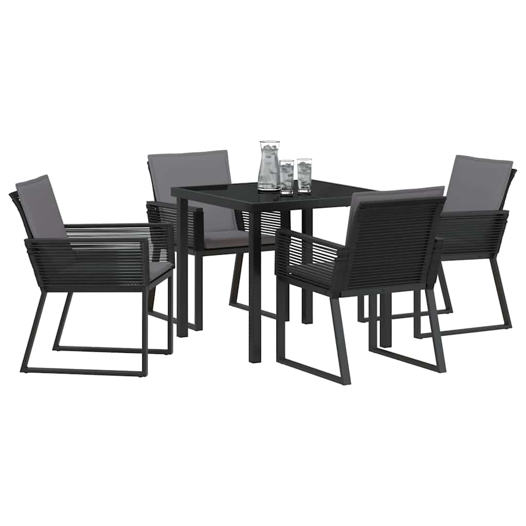 vidaXL Conjunto de Jantar para Jardim 3 pcs Preto Aço revestido a pó