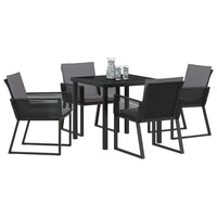 vidaXL Conjunto de Jantar para Jardim 3 pcs Preto Aço revestido a pó