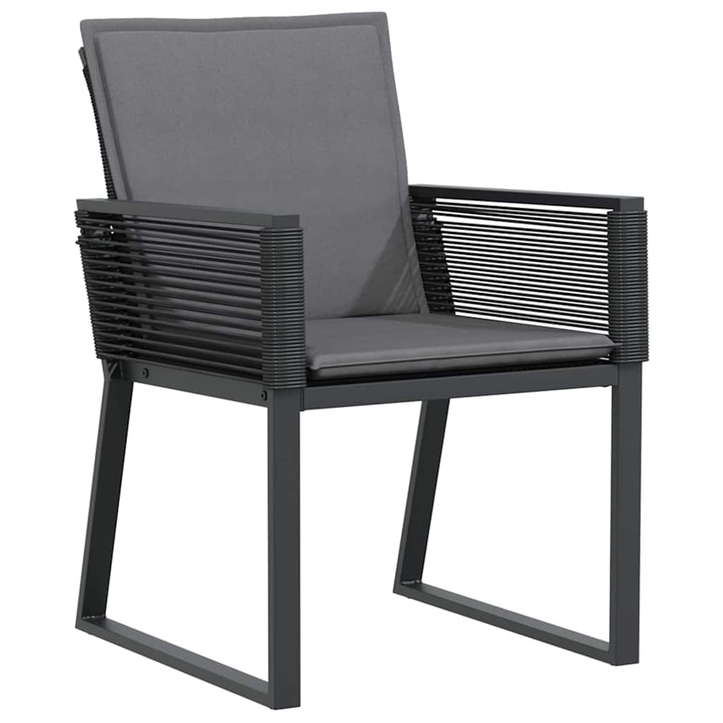 vidaXL Conjunto de Jantar para Jardim 3 pcs Preto Aço revestido a pó