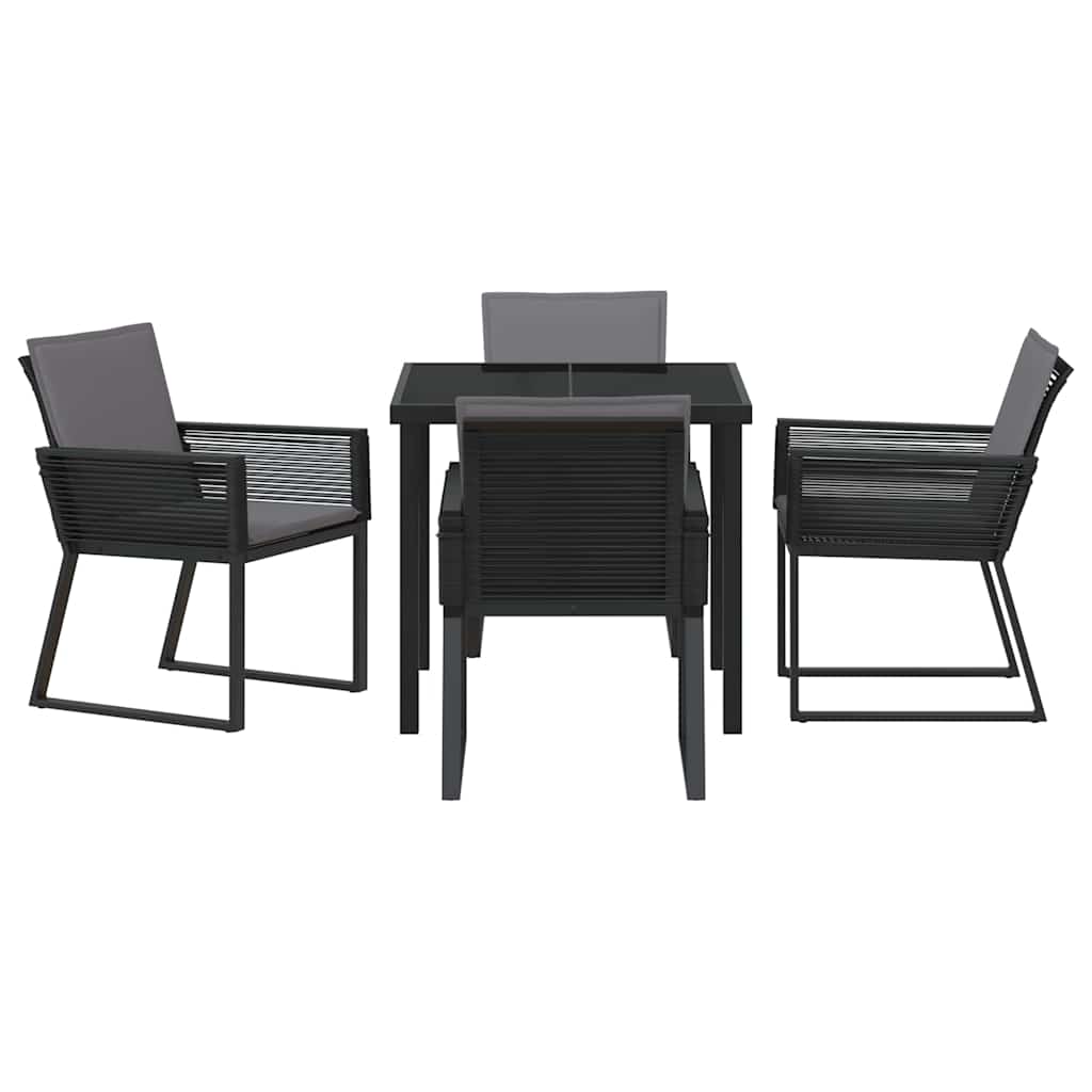 vidaXL Conjunto de Jantar para Jardim 3 pcs Preto Aço revestido a pó