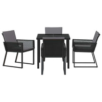 vidaXL Conjunto de Jantar para Jardim 3 pcs Preto Aço revestido a pó