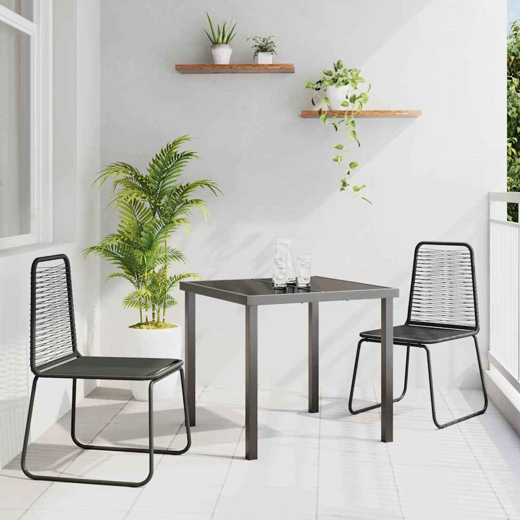 vidaXL Conjunto de Jantar para Jardim 3 pcs Preto Aço revestido a pó