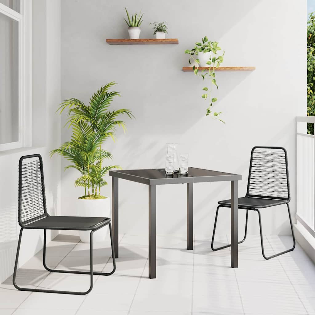 vidaXL Conjunto de Jantar para Jardim 3 pcs Preto Aço revestido a pó