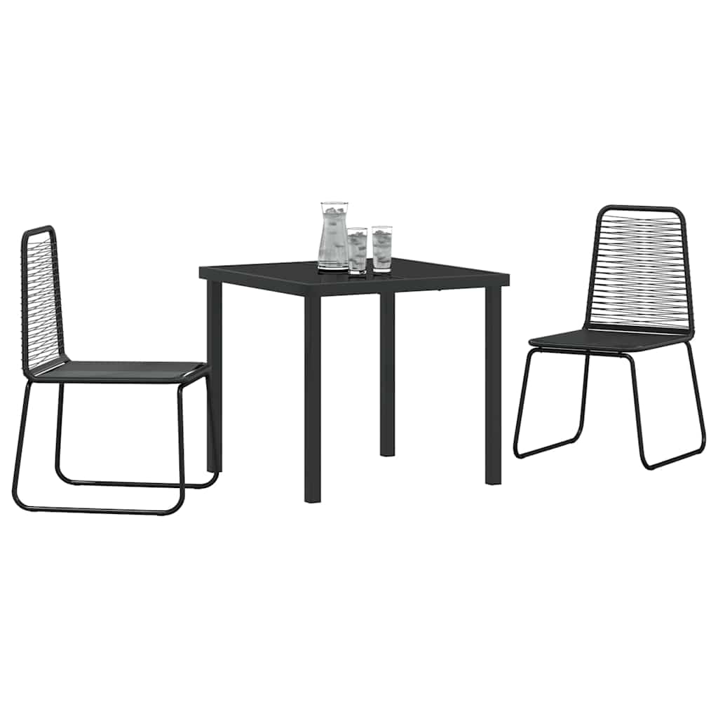 vidaXL Conjunto de Jantar para Jardim 3 pcs Preto Aço revestido a pó