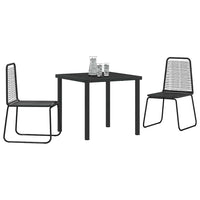vidaXL Conjunto de Jantar para Jardim 3 pcs Preto Aço revestido a pó