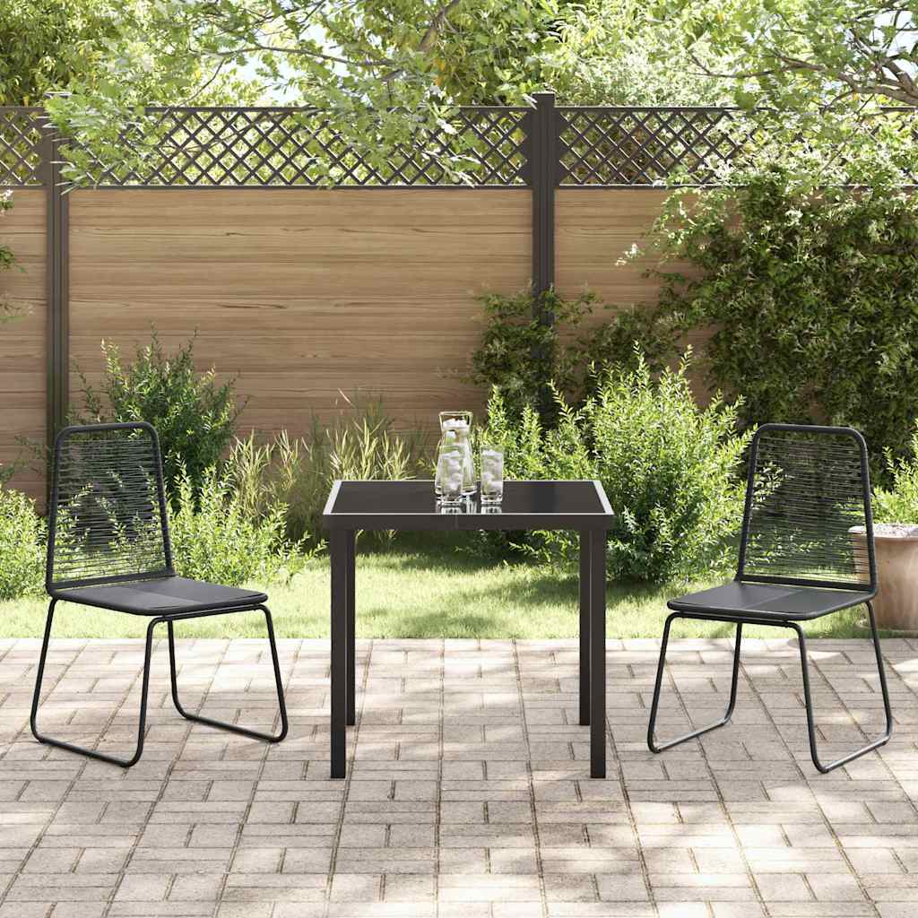 vidaXL Conjunto de Jantar para Jardim 3 pcs Preto Aço revestido a pó