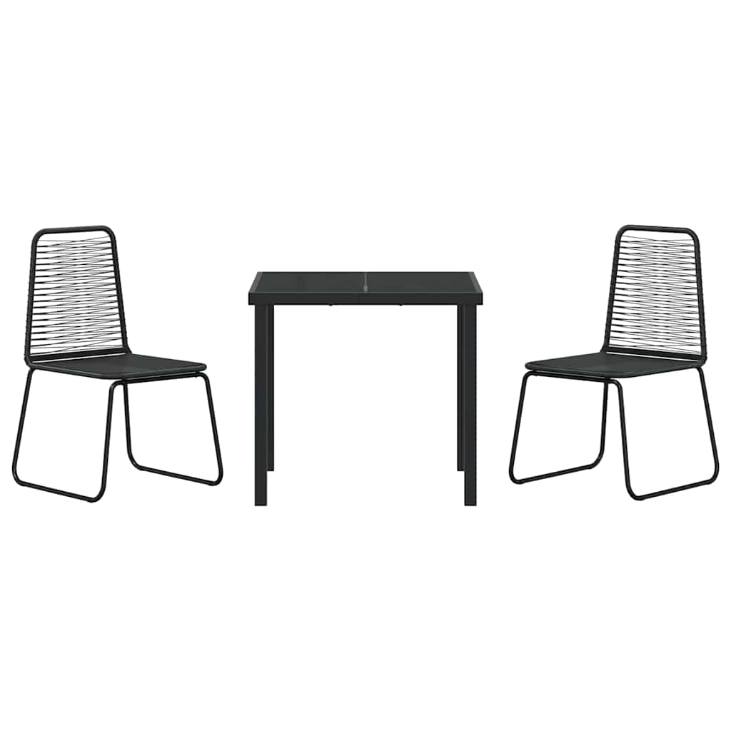 vidaXL Conjunto de Jantar para Jardim 3 pcs Preto Aço revestido a pó