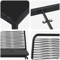 vidaXL Conjunto de Jantar para Jardim 3 pcs Preto Aço revestido a pó