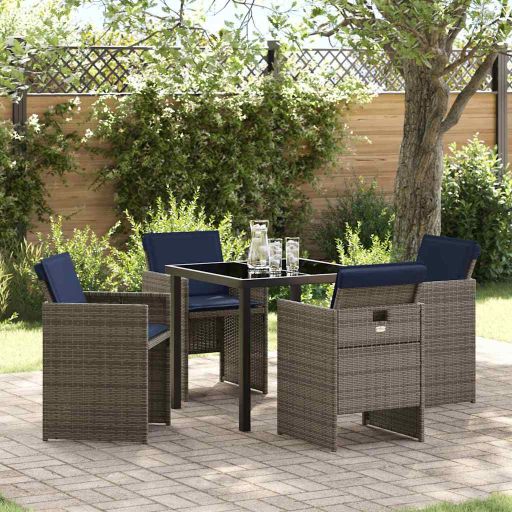 vidaXL Conjunto de Jantar para Jardim 5 pcs Cinzeto vime PE