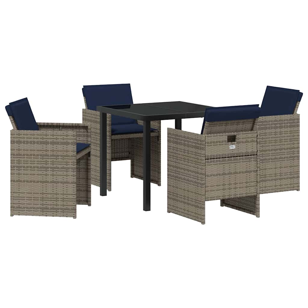 vidaXL Conjunto de Jantar para Jardim 5 pcs Cinzeto vime PE