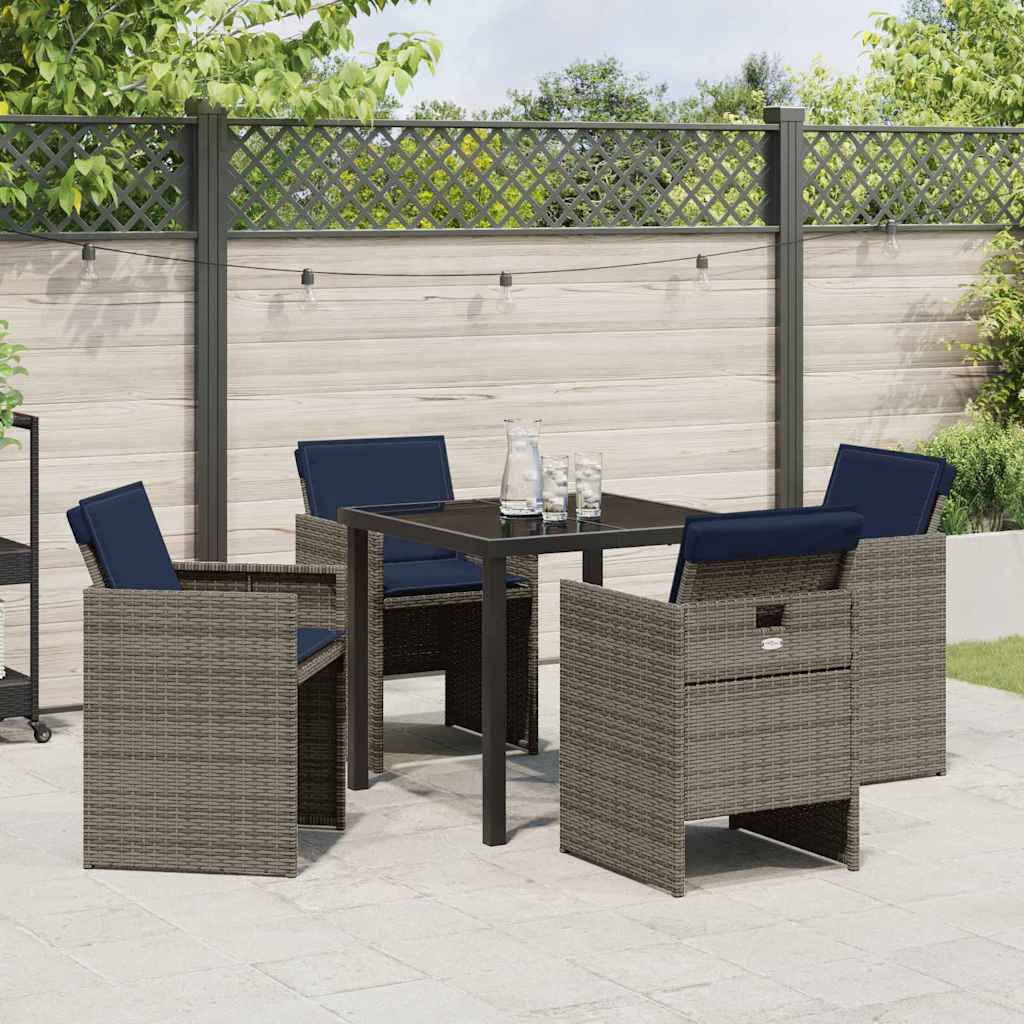 vidaXL Conjunto de Jantar para Jardim 5 pcs Cinzeto vime PE