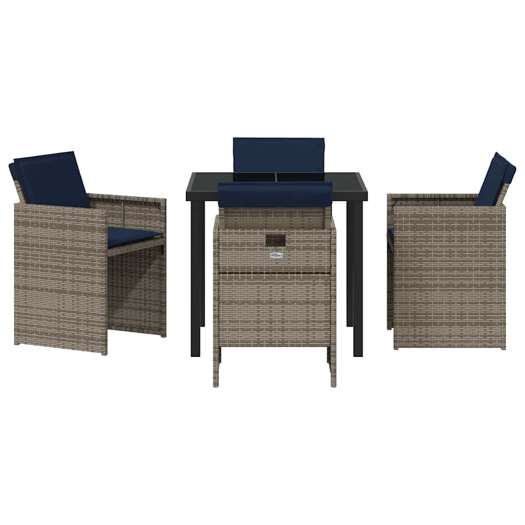 vidaXL Conjunto de Jantar para Jardim 5 pcs Cinzeto vime PE
