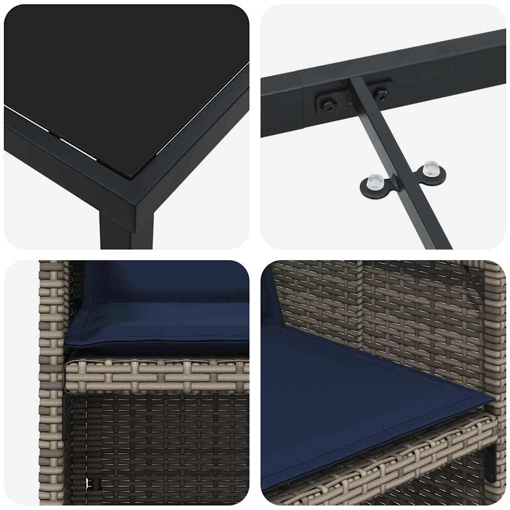 vidaXL Conjunto de Jantar para Jardim 5 pcs Cinzeto vime PE