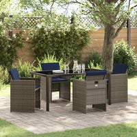 vidaXL Conjunto de Jantar para Jardim 5 pcs Cinzeto vime PE