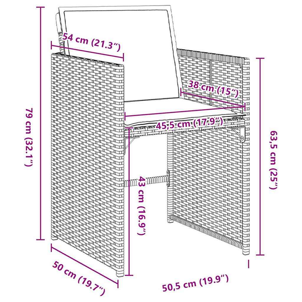 vidaXL Conjunto de Jantar para Jardim 5 pcs Cinzeto vime PE