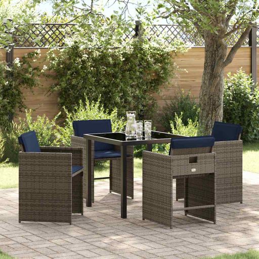 vidaXL Conjunto de Jantar para Jardim 5 pcs Cinzeto vime PE