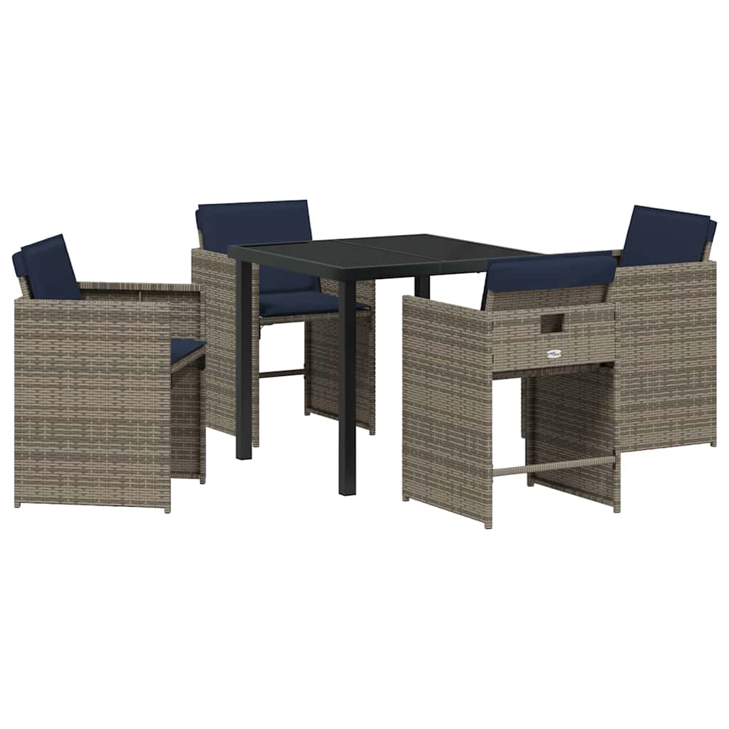 vidaXL Conjunto de Jantar para Jardim 5 pcs Cinzeto vime PE