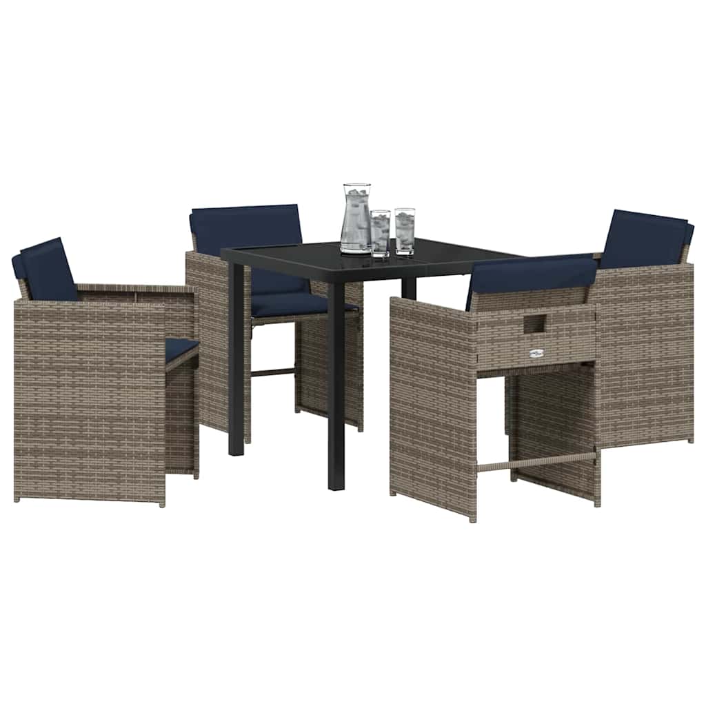 vidaXL Conjunto de Jantar para Jardim 5 pcs Cinzeto vime PE