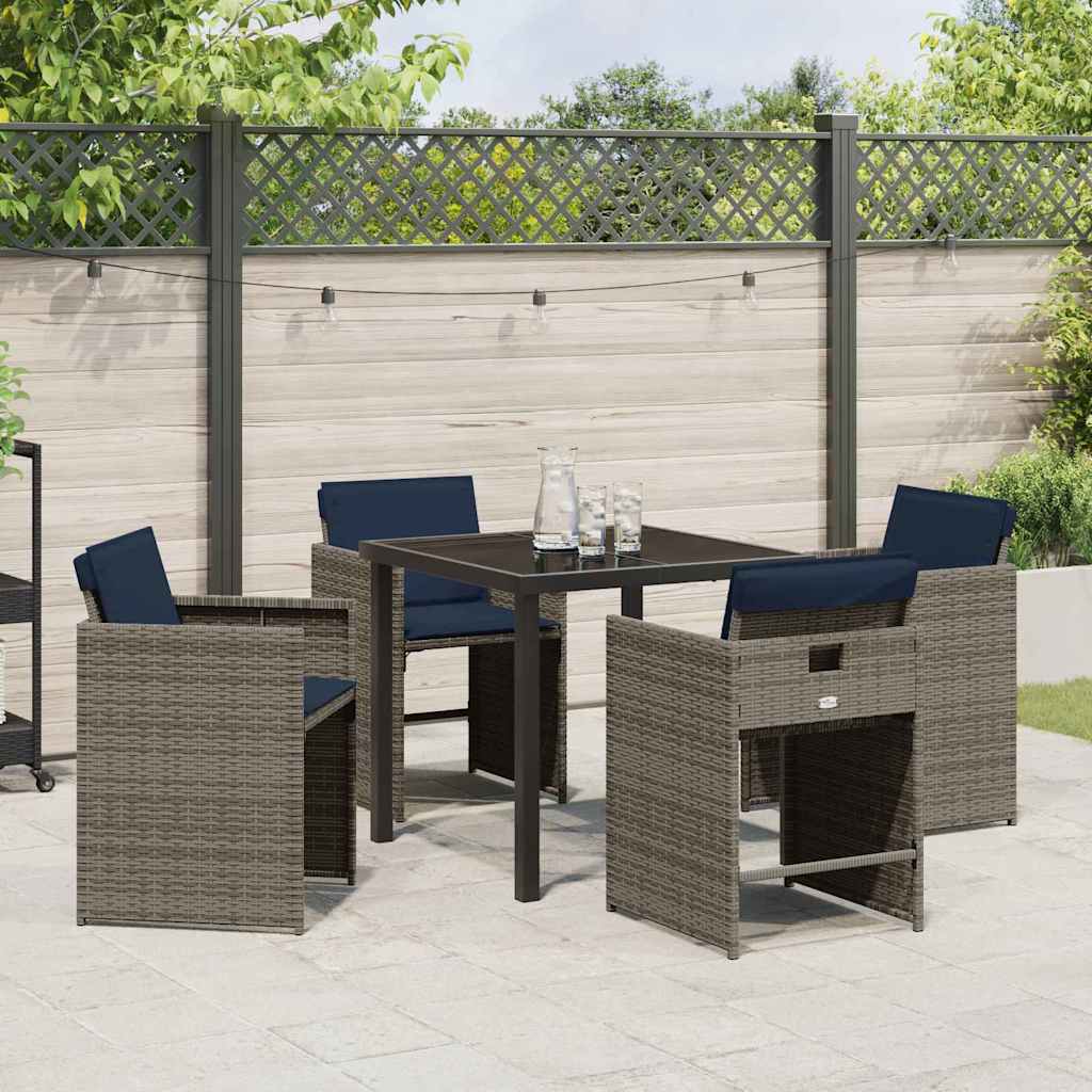 vidaXL Conjunto de Jantar para Jardim 5 pcs Cinzeto vime PE
