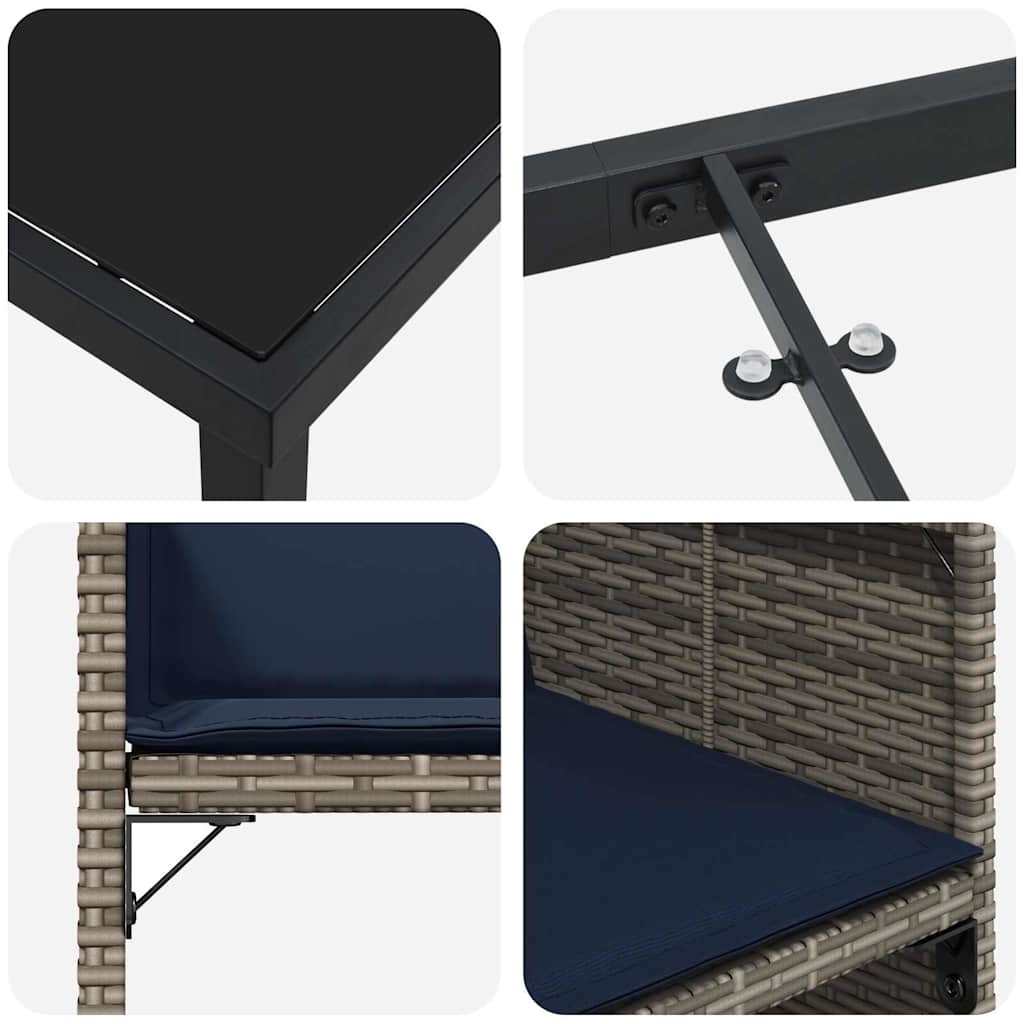 vidaXL Conjunto de Jantar para Jardim 5 pcs Cinzeto vime PE