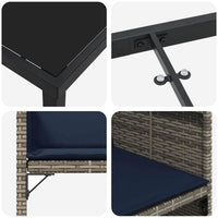 vidaXL Conjunto de Jantar para Jardim 5 pcs Cinzeto vime PE