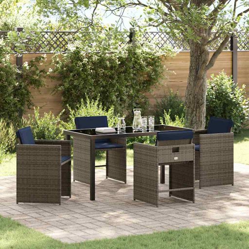 vidaXL Conjunto de Jantar para Jardim 5 pcs Cinzeto vime PE