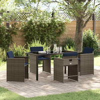 vidaXL Conjunto de Jantar para Jardim 5 pcs Cinzeto vime PE