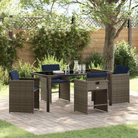 vidaXL Conjunto de Jantar para Jardim 5 pcs Cinzeto vime PE
