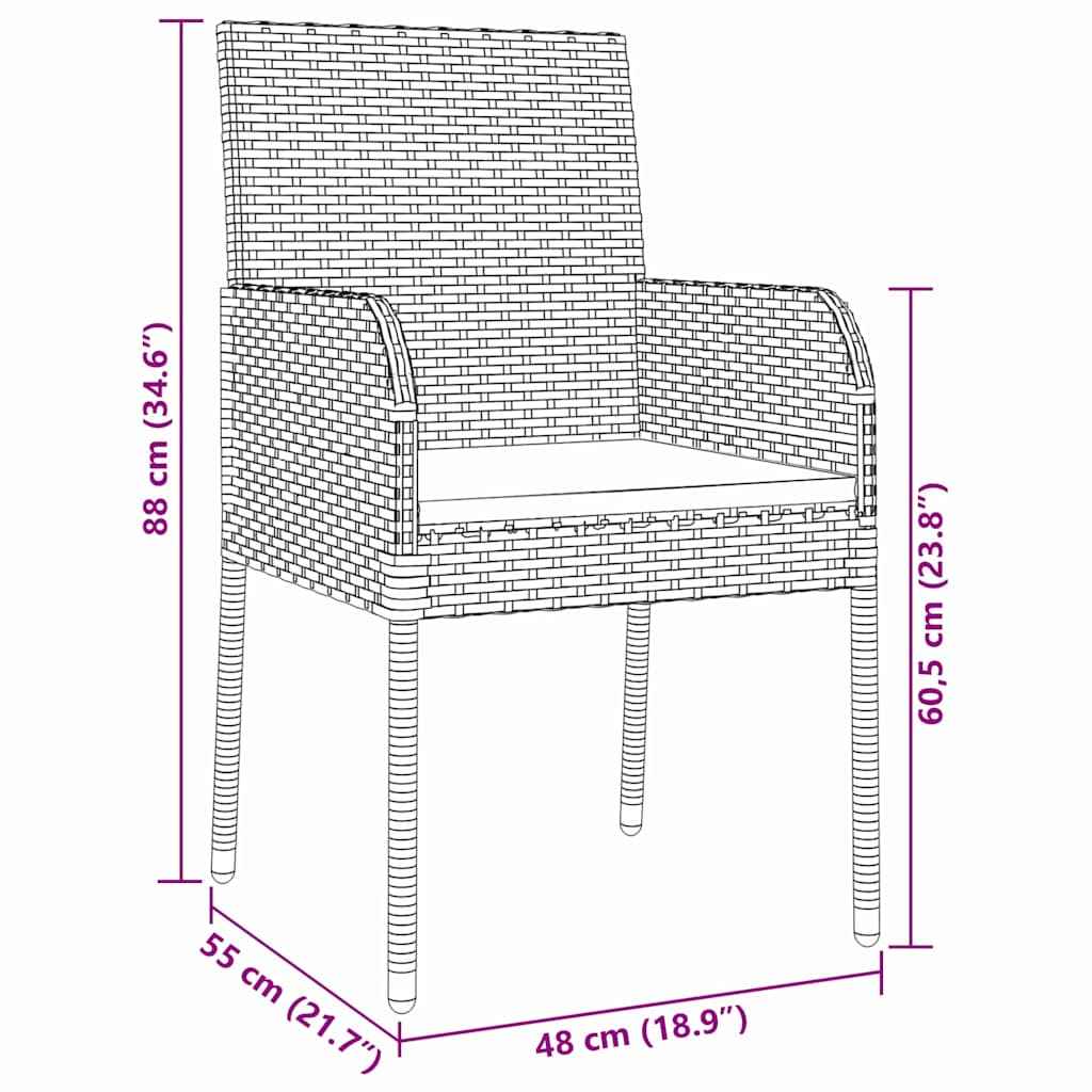 vidaXL Conjunto de Jantar para Jardim com almofada 5 pcs Preto vime PE