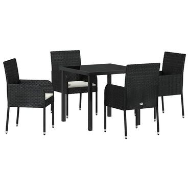 vidaXL Conjunto de Jantar para Jardim com almofada 5 pcs Preto vime PE