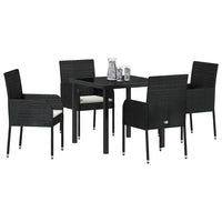vidaXL Conjunto de Jantar para Jardim com almofada 5 pcs Preto vime PE