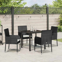 vidaXL Conjunto de Jantar para Jardim com almofada 5 pcs Preto vime PE